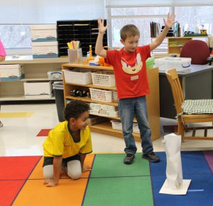 Third graders at Fayetteville Elementary build structures out of paper for an engineering challenge.