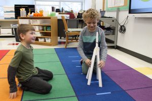 Third graders at Fayetteville Elementary build structures out of paper for an engineering challenge.