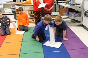 Third graders at Fayetteville Elementary build structures out of paper for an engineering challenge.