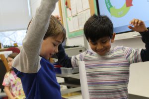 Third graders at Fayetteville Elementary build structures out of paper for an engineering challenge.