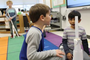 Third graders at Fayetteville Elementary build structures out of paper for an engineering challenge.