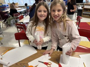 Third graders at Fayetteville Elementary build structures out of paper for an engineering challenge.