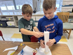 Third graders at Fayetteville Elementary build structures out of paper for an engineering challenge.